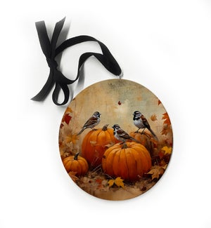 Sparrows On Pumpkins Ornament